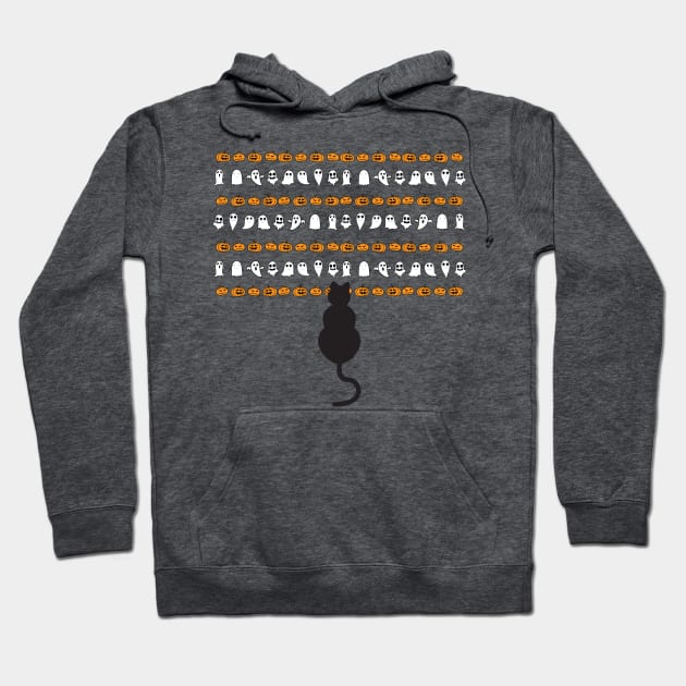 Halloween Cats - Funny Cat, Pumpkins, and Ghosts Hoodie by Underthespell